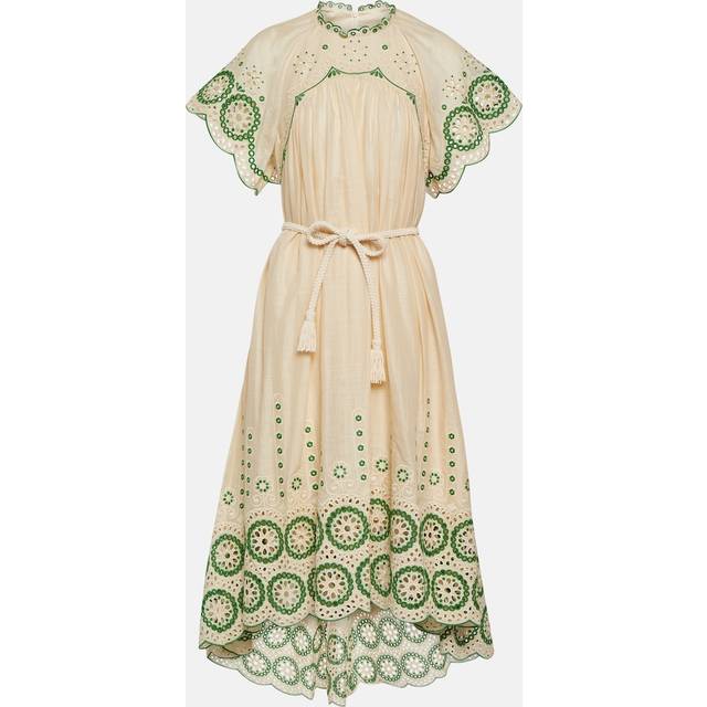Zimmermann Raie embroidered cotton midi dress - white (UK 8)