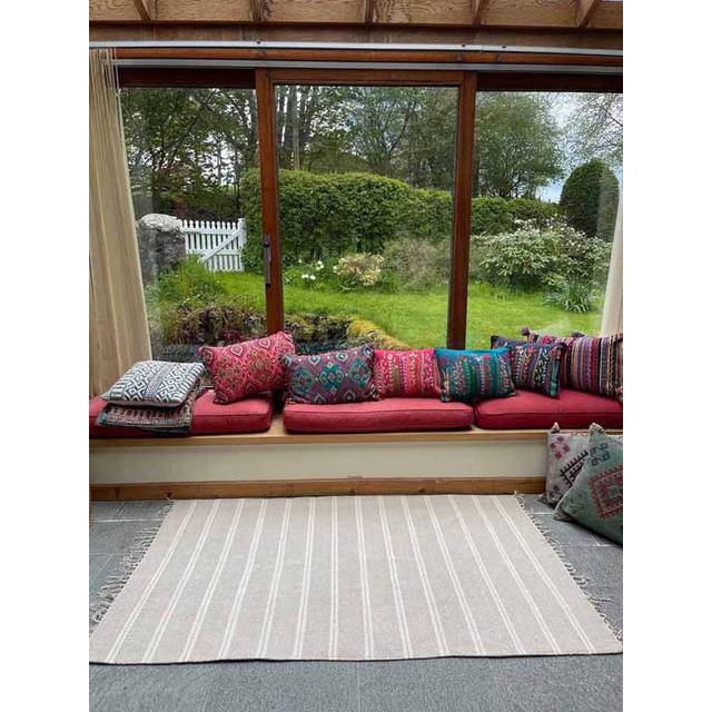 VARCA Rug Striped Designand Yarn - Cotton - L60 x W90 - Grey