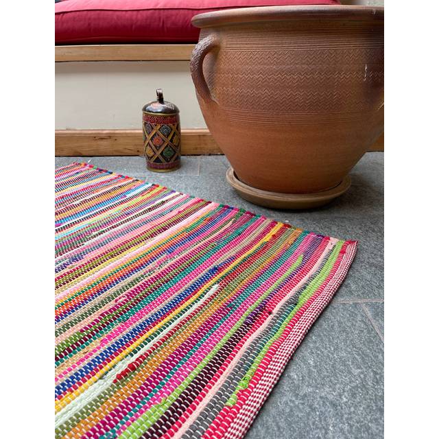 Rainbow Collection Modern Outdoor Rug - Yellow / 150cm