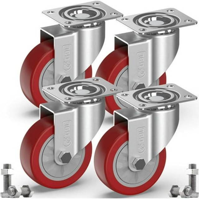 gBL 4 Heavy Duty caster Wheels Without Brakes + Screws - up to 1320Lbs