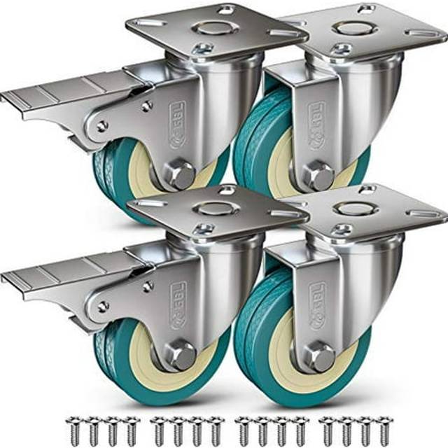 GBL - Castor Wheels 50mm + Screws 200KG Brake Wheels for Furniture