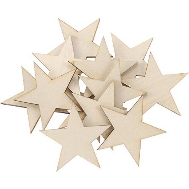 50Pcs Unfinished Wood Cutout Wood Star Shape Wooden Slices for Arts Crafts Ornaments 40mm