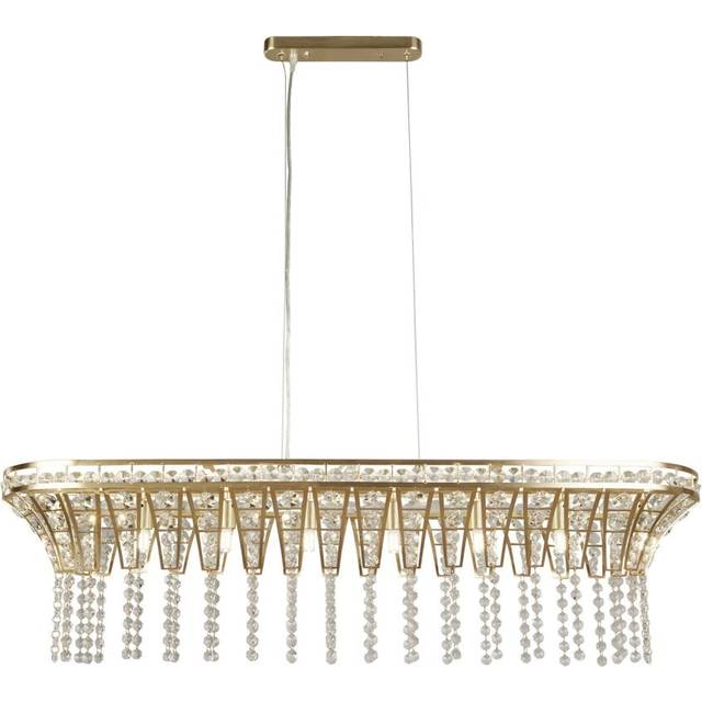 Searchlight 68510-8SB Gemma 8 Light Bar Pendant Satin Brass Clear Crys