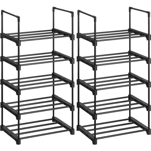 Set of 2 Shoe Storage Organiser with 5 Shelves, Black