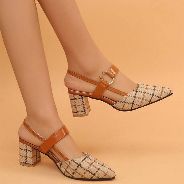 SHEIN Women&#39;s Chunky Heel Slip-On Pointed Toe Pumps, Comfortable Fashion Versatile Spring/Summer 2025 New Arrival