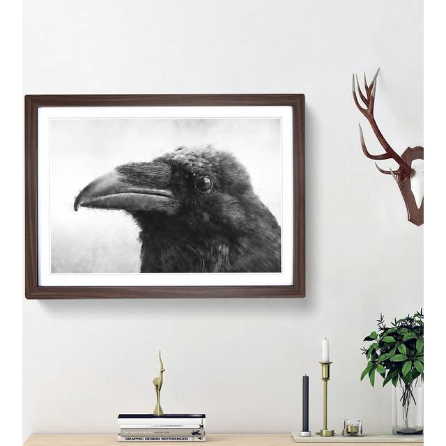 Crow in Alaska - Picture Frame Graphic Art Print - Walnut Framed (62cm H x 87cm W x 2cm D)