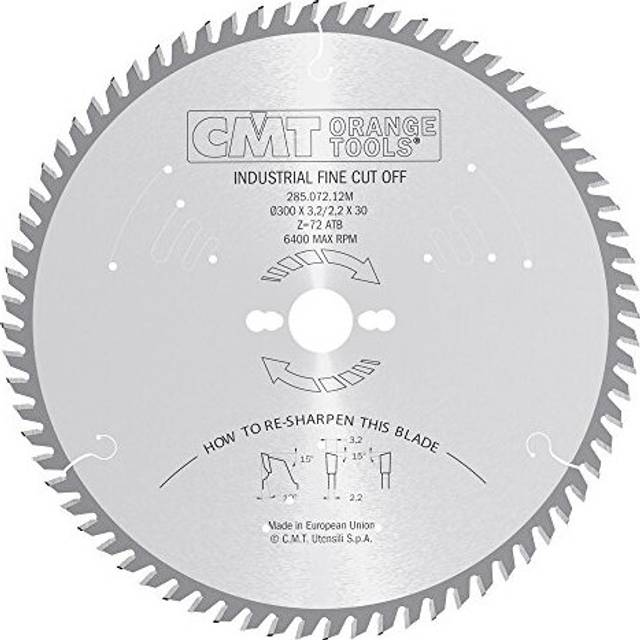 CMT 285.072.12M Industrial Heavy-Duty Fine Cut-Off ATB Blade and 300mm 13-25/32-Inch by 72 Teeth 15-Degree ATB with 30mm Bore