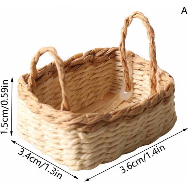 1:12 Dollhouse Storage Basket Vegetable Food Woven Frame Kitchen Model Decor Toy Doll House Accessories