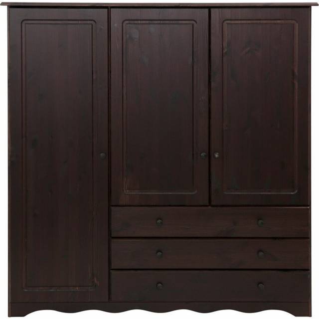Rolla 3 Door Wardrobe - Dark Brown (140cm H X 140cm W X 38cm D)