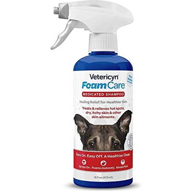 FoamCare Medicated Pet Shampoo. Spray on Small Animal and Dog Shampoo for Sensitive, Itchy Skin. Plant-Based and Hypoallergenic. 473 ml