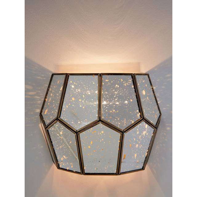 John Lewis Romy Mirrored Glass Pentagon Wall Light, Metallic Silver