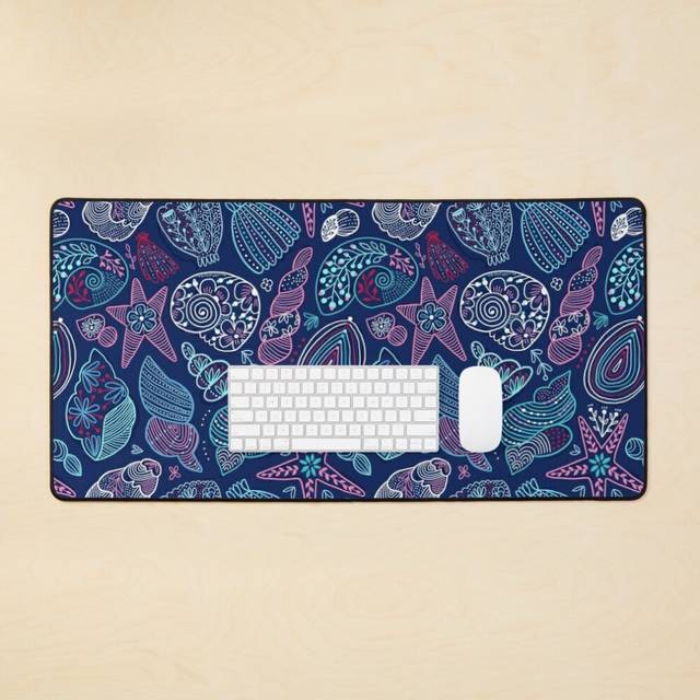 Desk Mat Ocean vibes. Seashells. Large Gaming Mouse Pad 35x16 inch