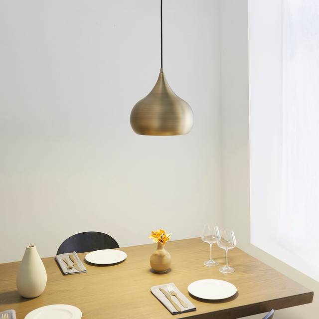 Tessier 1 - Light Teardrop LED Pendant - Matt Antique Brass Effect Plated (40cm H X 30cm W X 30cm D)