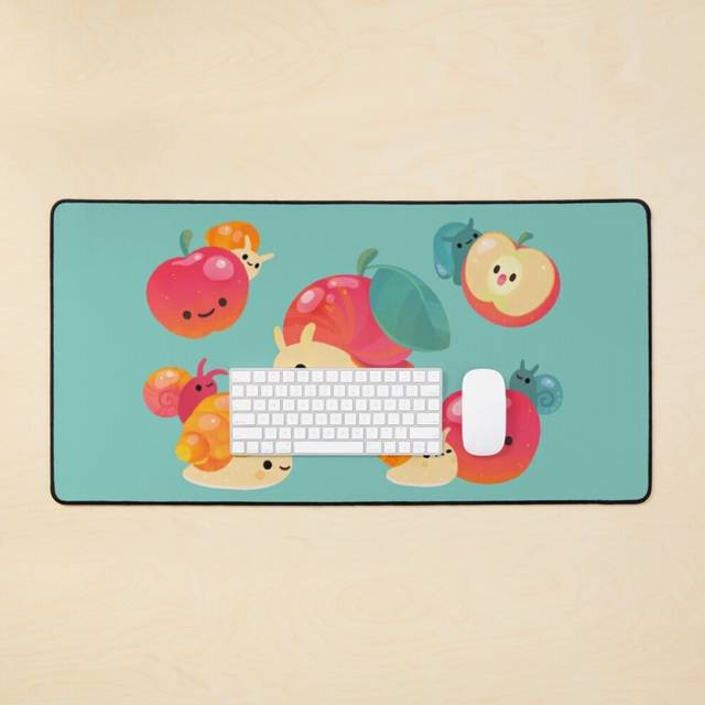 Desk Mat Apple snail Large Gaming Mouse Pad 35x16 inch