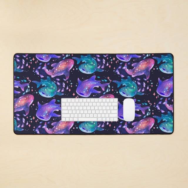 Desk Mat Cosmic Whale Shark Large Gaming Mouse Pad 35x16 inch