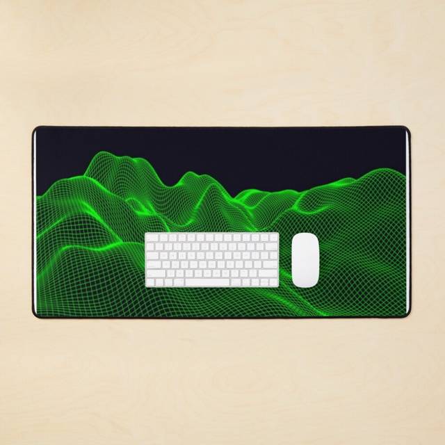 Desk Mat Abstract mesh landscape cyberspace grid data Futuristic Contempraray Large Gaming Mouse Pad 35x16 inch
