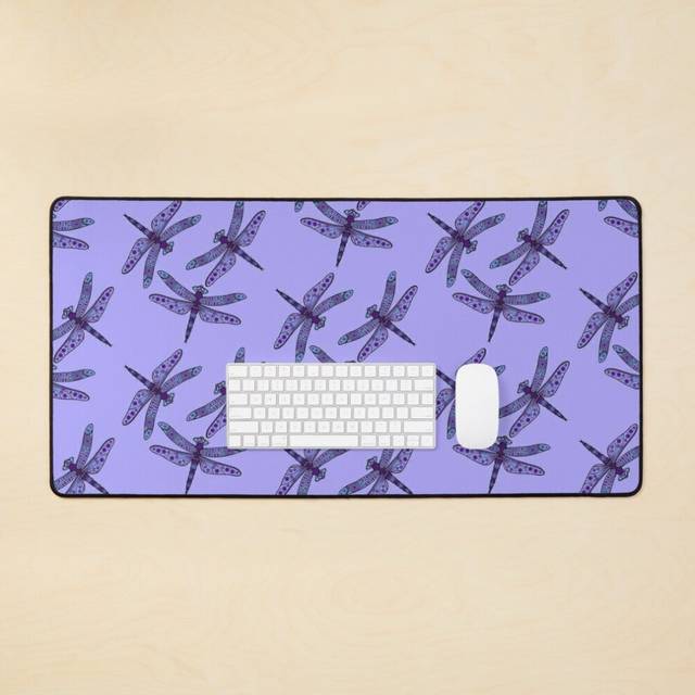 Desk Mat Authentic Aboriginal Art - Dragonflies Large Gaming Mouse Pad 35x16 inch