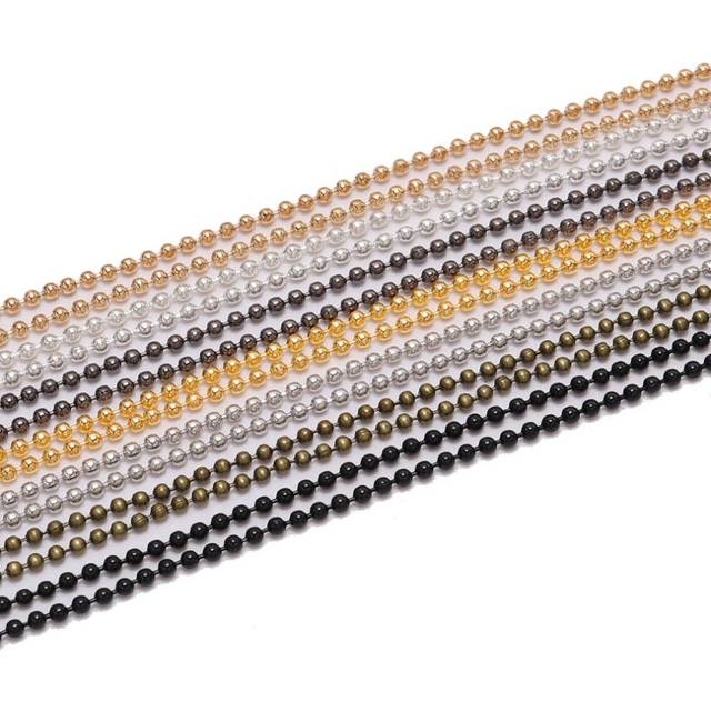5m/lot 1.2 1.5 2.0 mm Metal Ball Bead Chains Findings Bulk Kettingen Necklace Chain For Jewelry Making Supplies DIY Accessories