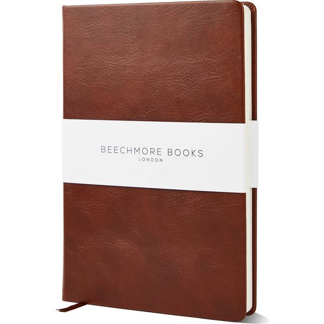 BEEcHMORE BOOKS Ruled Notebook - Regular Size  Brown  Premium Hardcover Journal with Vegan Leather  Thick 120gsm cream Lined Paper  gift Box  For Writ
