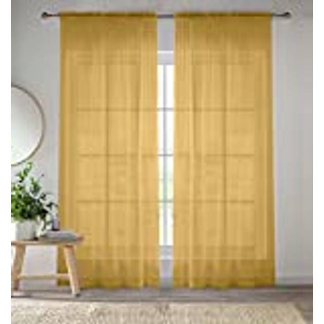 Very Home Slot Top Voile Panel Pair 57X48 - Gold