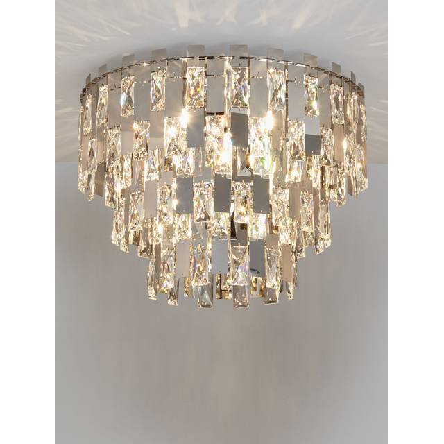 John Lewis Waterfall Crystal Semi Flush Ceiling Light, Clear/Chrome