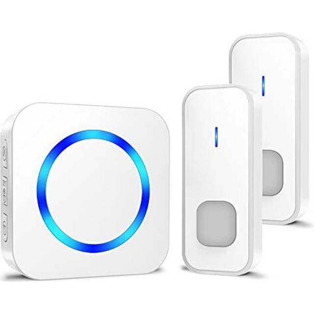 Wireless Doorbell,1300ft Long Range Waterproof Cordless Door Bell Chime Kit, 2 Remote Push Buttons 1 Plug-in Receiver with 55 Ringtones 5 Volume,