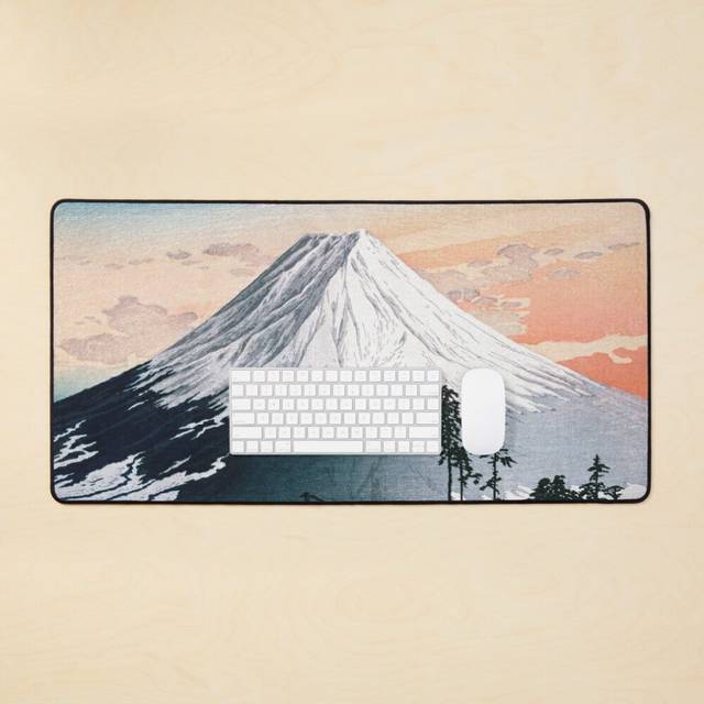 Desk Mat Mt Fuji Painting Artwork Large Gaming Mouse Pad 35x16 inch