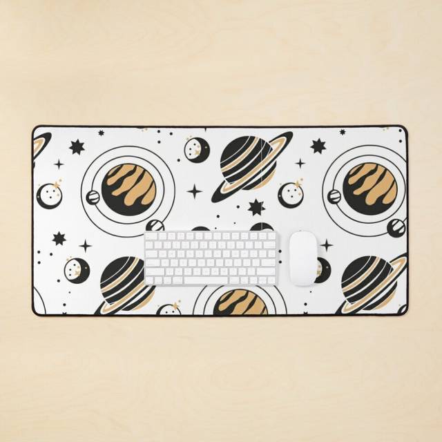 Desk Mat Roses Patterns: Planets Floating in the  Large Gaming Mouse Pad 35x16 inch