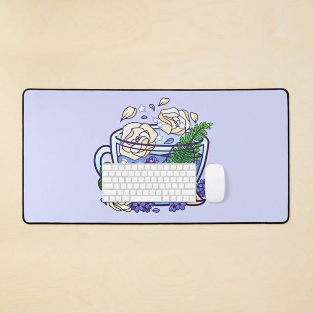 Desk Mat Cancer Zodiac Teacup Large Gaming Mouse Pad 35x16 inch