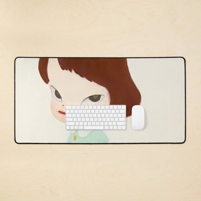 Desk Mat Yoshimoto Nara cute baby girl painting  Large Gaming Mouse Pad 35x16 inch