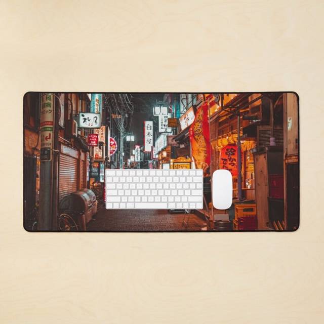 Desk Mat Warmth of Neon Tokyo Signs Large Gaming Mouse Pad 35x16 inch
