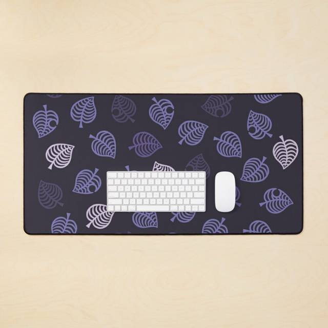 Desk Mat Nook Leaf Aloha Logo - Purple/Lavender on Dark Purple  Large Gaming Mouse Pad 35x16 inch