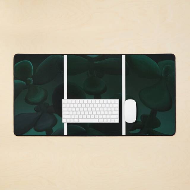 Desk Mat Jade Plant Monotone Triptych Large Gaming Mouse Pad 35x16 inch