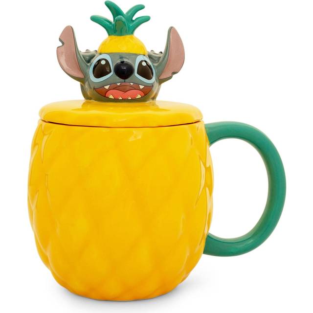 Disney Lilo & Stitch Pineapple 3D Sculpted Ceramic Mug With Lid | Holds 20 Ounce