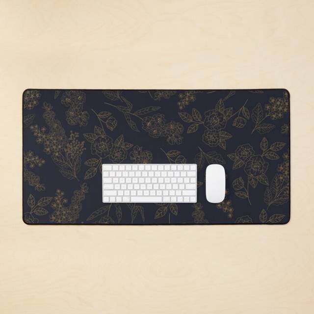 Desk Mat Dark Academia Aesthetic Floral Pattern Large Gaming Mouse Pad 35x16 inch