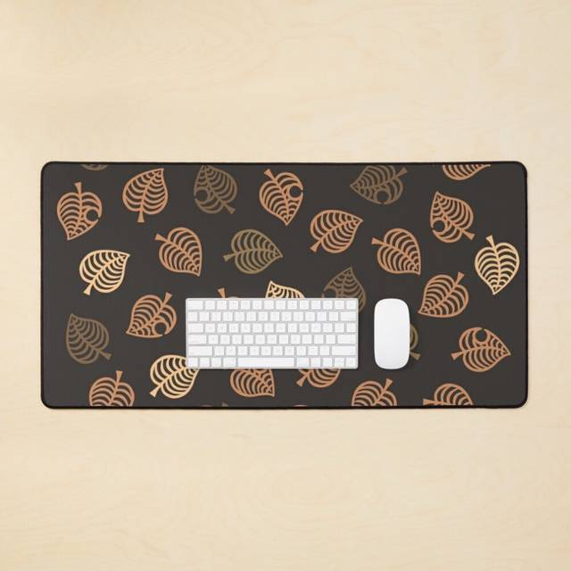 Desk Mat Nook Leaf Aloha Logo - Brown Orange / Warm Taupe Colors  Large Gaming Mouse Pad 35x16 inch
