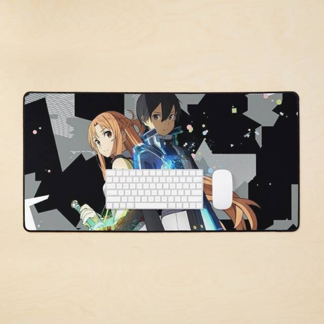 Desk Mat Kirito and Asuna Sweet Photo Large Gaming Mouse Pad 35x16 inch