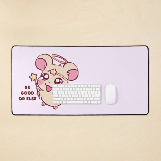 Desk Mat I draw pastel pink harmony saying be good or else / hamham heartbreak Large Gaming Mouse Pad 35x16 inch
