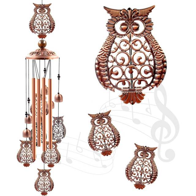 Wind Chimes Outdoor Clearance, Owl Aluminum Tube Windchime with S Hook,Patio Garden Decor, Housewarming Gift.