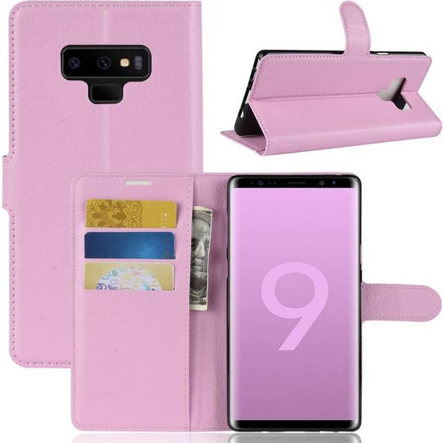 Samsung Galaxy Note 9 mobilfodral syntetläder silikon stående plånbok - Rosa