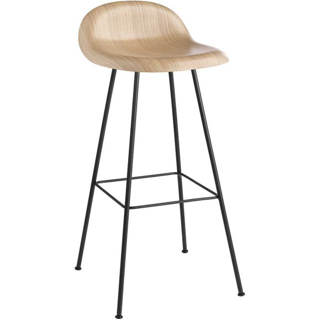Gubi - 3D Counter Stool, Unupholstered, Center Base, Top - Oak - Barstolar & barpallar - Träfärgad - Metall/Trä