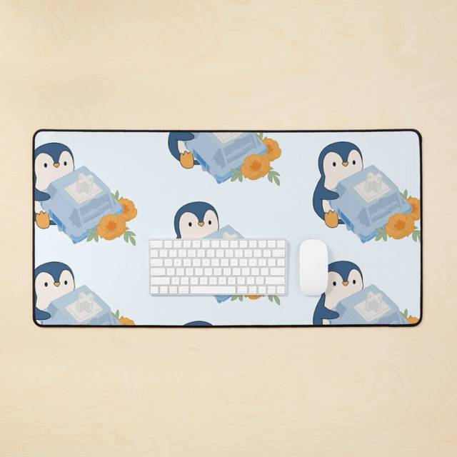 Desk Mat Penguin Mechanical Tactile Switch Large Gaming Mouse Pad 35x16 inch