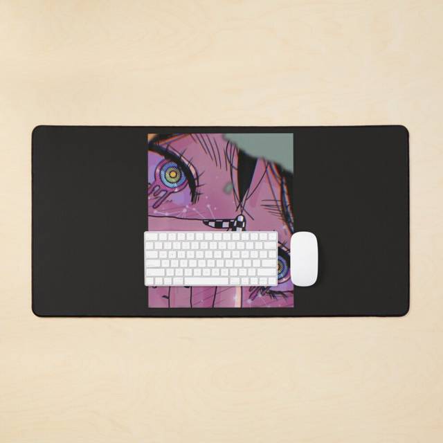 Desk Mat Anime Eyes Pastel Kawaii Girl Aesthetic Japanese Otaku  Large Gaming Mouse Pad 35x16 inch