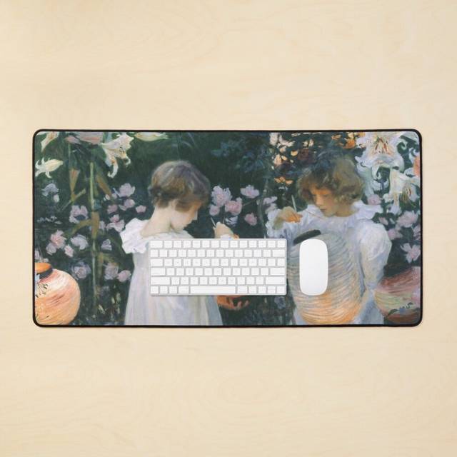 Desk Mat CARNATION, LILY, LILY, ROSE - JOHN SINGER SARGENT Large Gaming Mouse Pad 35x16 inch