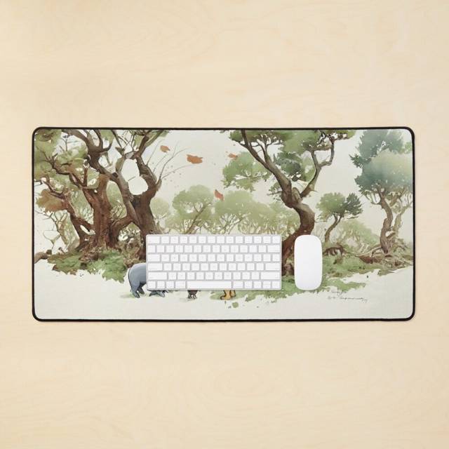 Desk Mat Pooh and Piglet looking for Eeyore's tail ... again. Large Gaming Mouse Pad 35x16 inch