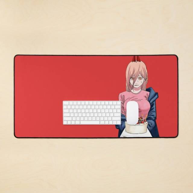 Desk Mat Power with cake chainsawman Large Gaming Mouse Pad 35x16 inch