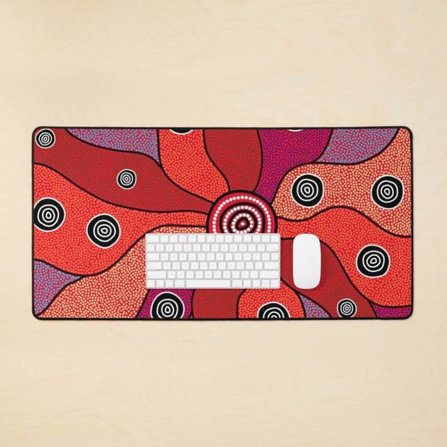 Desk Mat Authentic Aboriginal Art - Central Lands Large Gaming Mouse Pad 35x16 inch