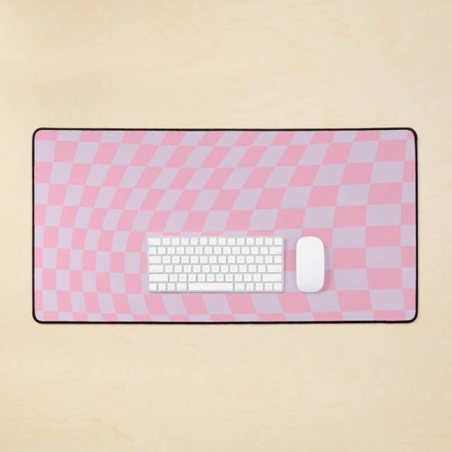 Desk Mat Check Pattern Lilac And Pink Wavy Checkerboard Pattern Large Gaming Mouse Pad 35x16 inch