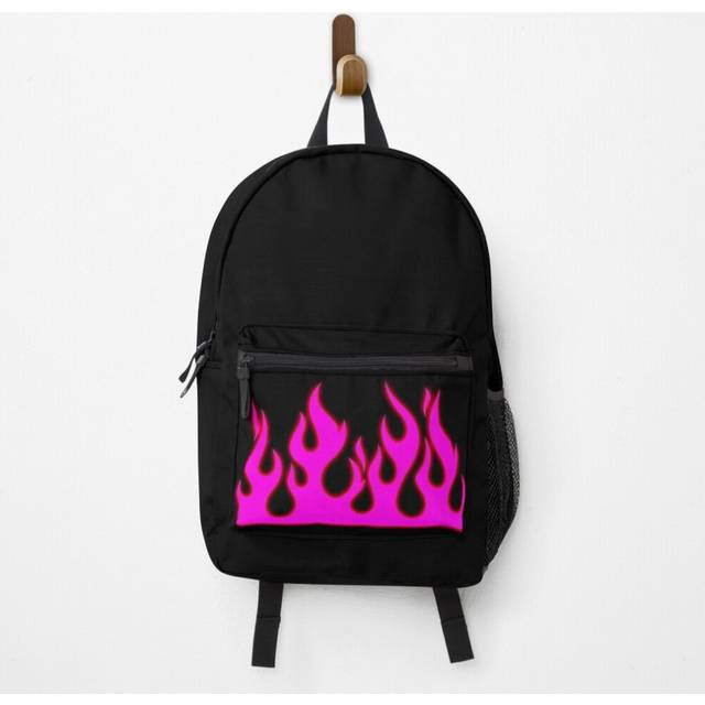 "Backpack Pink hot rod flames School Bag Travel 15"""