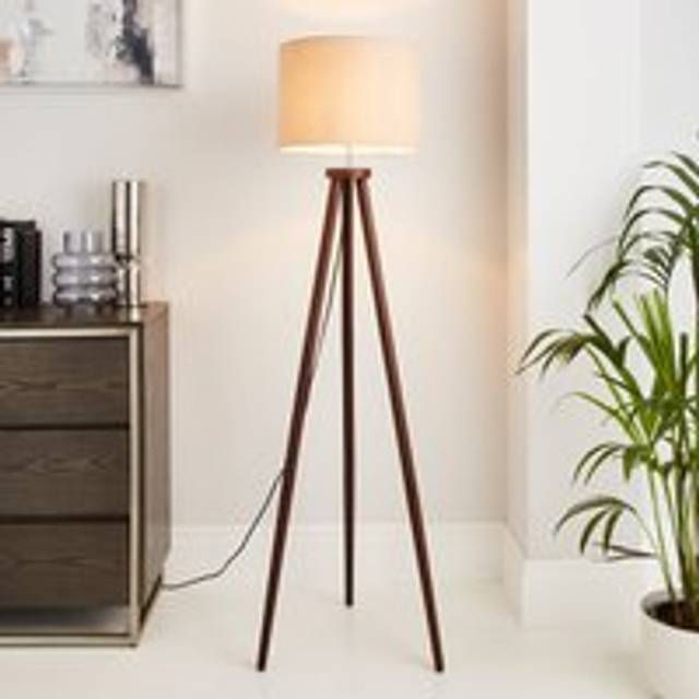 Jandia Wooden Tripod Floor Lamp - Walnut